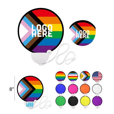 Progress Pride Folding Disc Fan w/ Lanyard