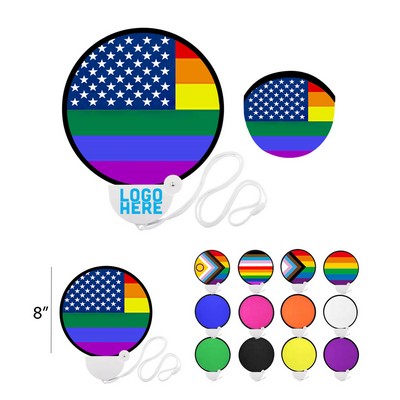 Pop-up LGBT Hand Fans w/ Lanyard