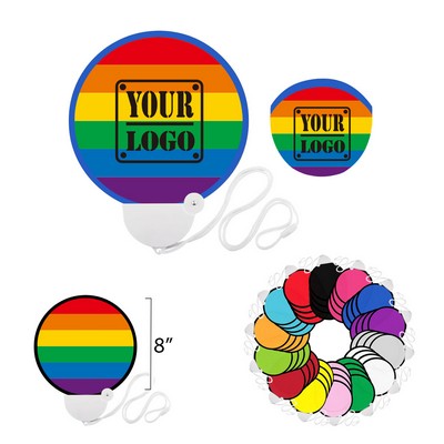 Portable Rainbow Folding Disc Fan w/ Neck Lanyard