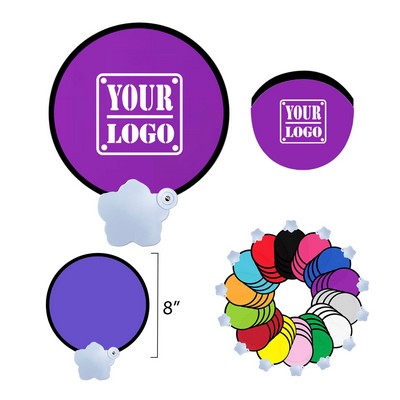 Solid Color Pop-up Folding Fans w/ Pouch